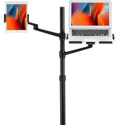 Tablet Laptop Notebook Floor Stand 2-in-1 Rolling Adjust Dual arm Tablet iPad
