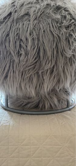 Gray Faux Fur chair/ Stool
