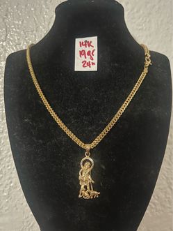 14K Yellow Gold Chain and Pendant For Wedding 19Gr 24 Inches Long