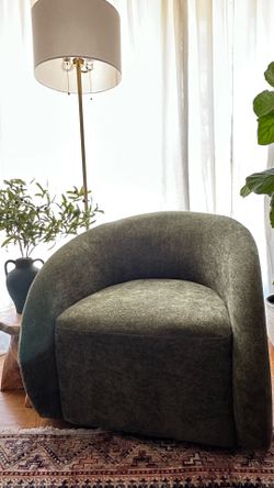 Mid-Century Swivel Barrel Chair (Moss Green)