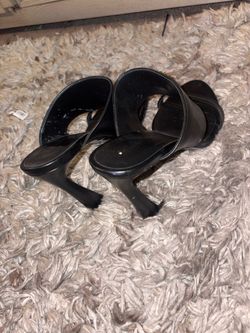 Versace  Black Leather Strappy Heeled Sandals