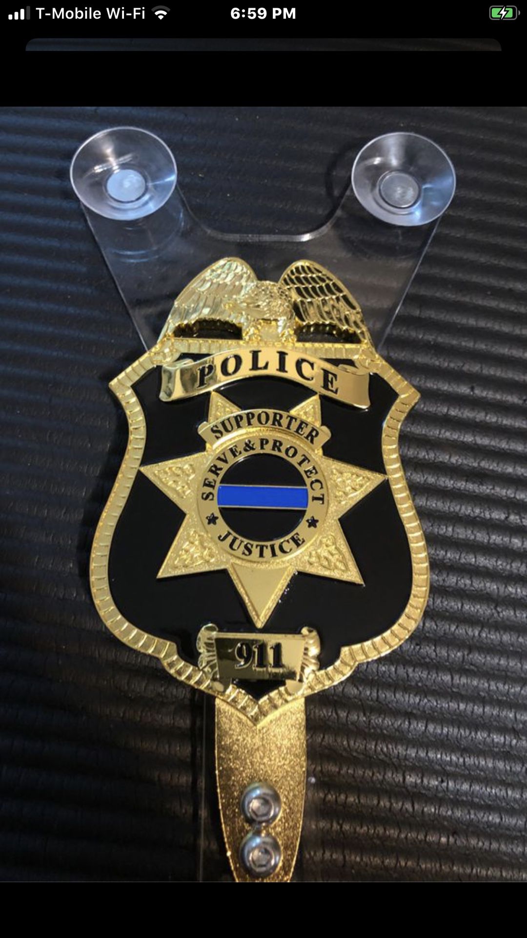 Police Support Car Windshield Badge