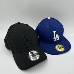 Brand New NewEra Los Angeles Dodgers Caps Post Season Patch & Black on black LA