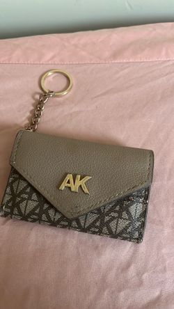 Anne Klein Signature Gray black Monogram Cardholder Keychain Wallet