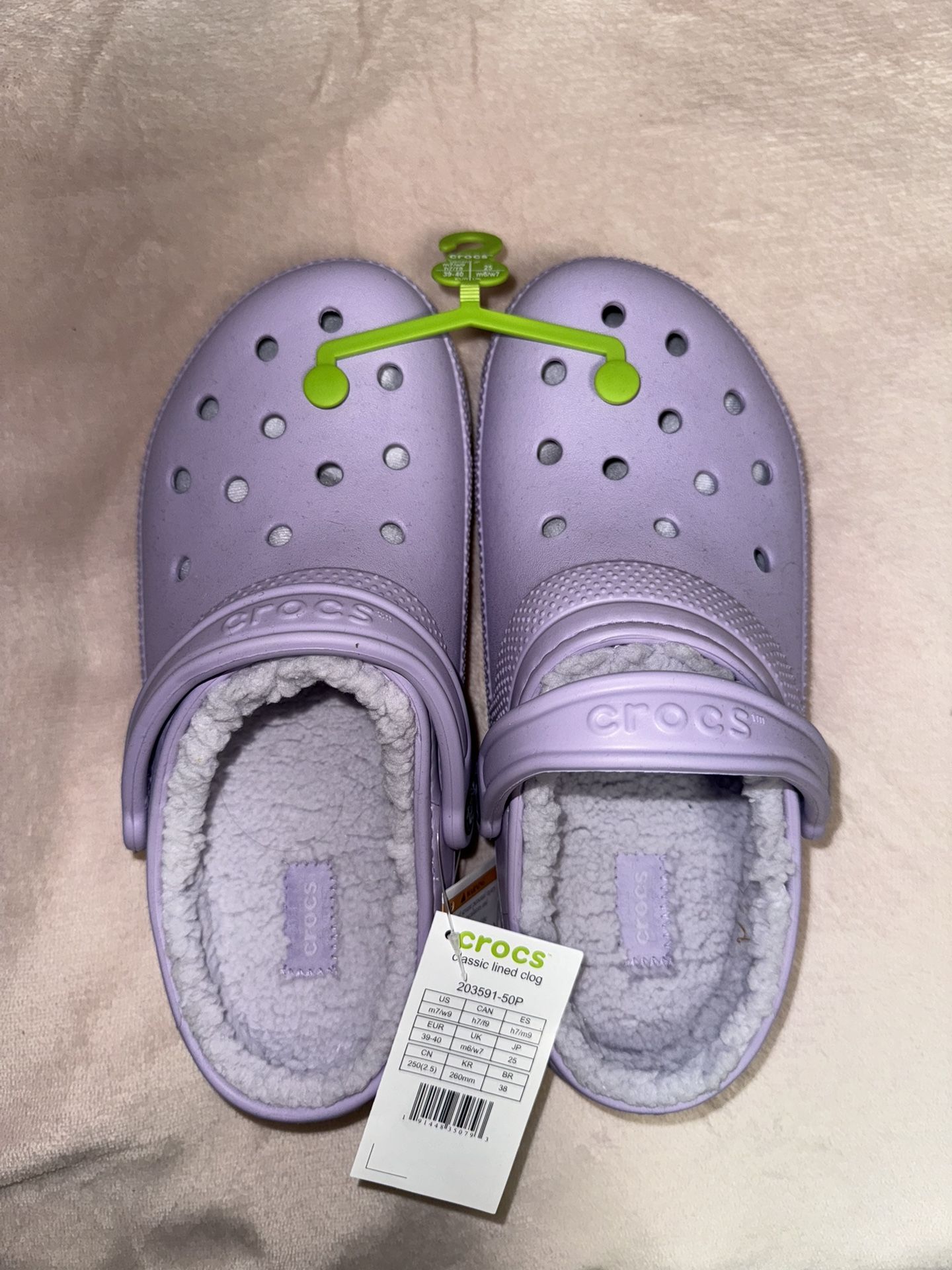 Purple Lined Crocs (size 9)