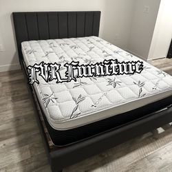 New Queen Bed Frame With Mattress.  