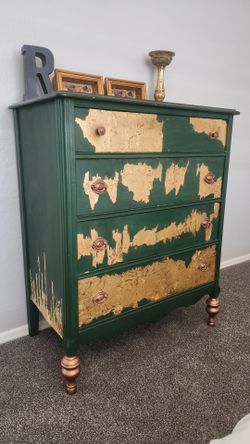Green and gold for drawer dresser