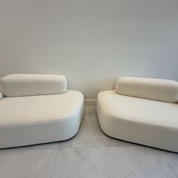2 Large White Love Seats