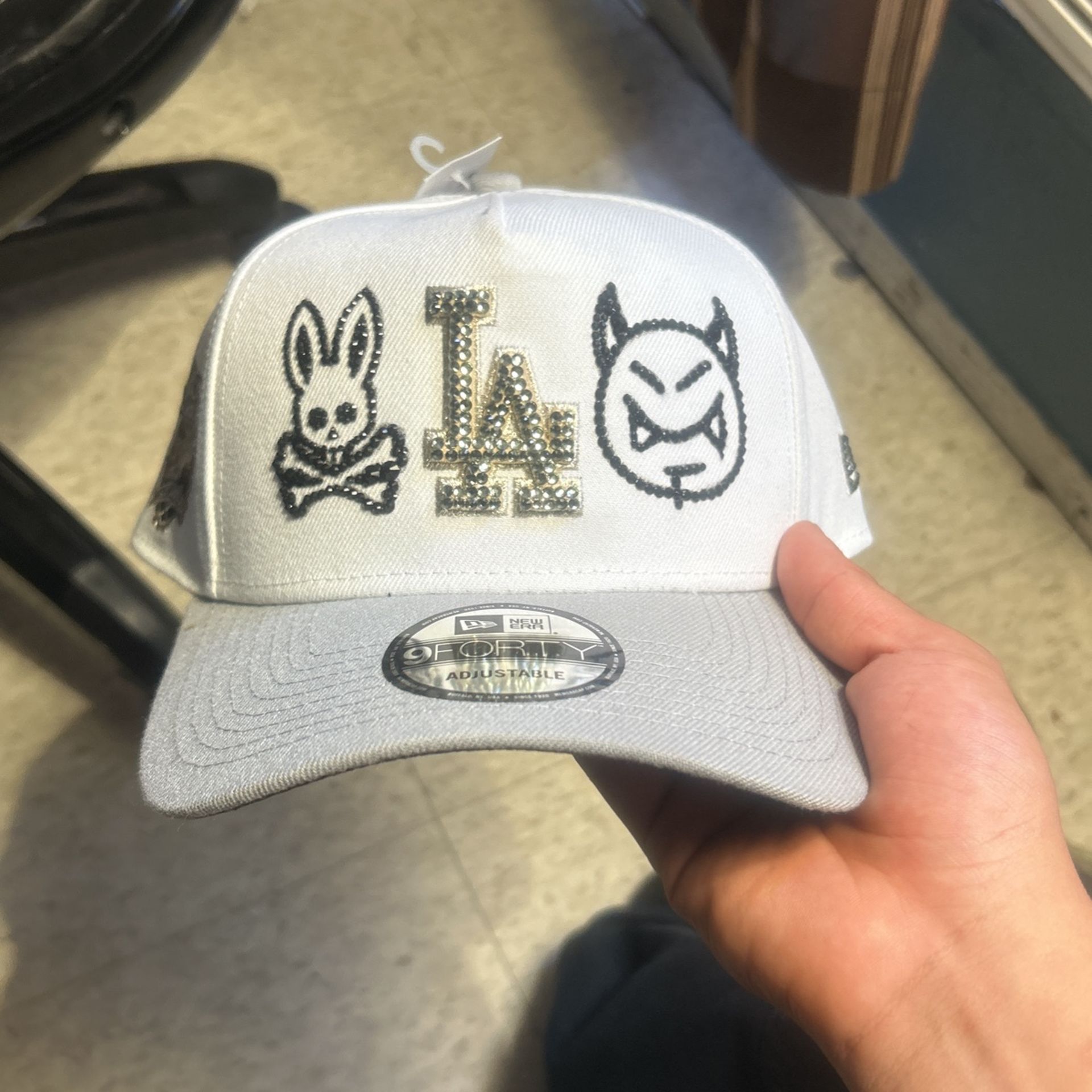 chino pacas x psyco bunny LA hat with diamonds