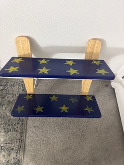 Two-Tier Wooden Shelf with Star Design for ($10)
