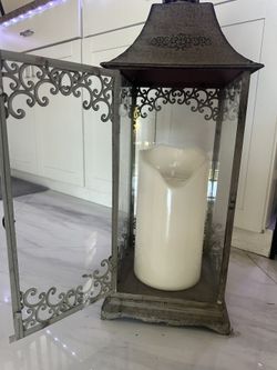 Decorative Metal/Glass Cage  For Candles Or Decor 