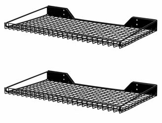 Wallmaster Garage Wall Shelves 23.6"x11.8" Wall Mount Metal Shelves 2 Pack Mesh Storage Rack for Laundry Room, Office, Basement and Kitchen, Max Load 