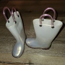 White & Pink Light-up Rain Boots