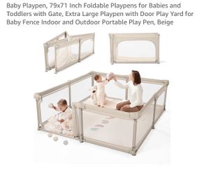 NEW Baby Playpen, 79x71 Inch Foldable Playpens for Babies and Toddlers with Gate