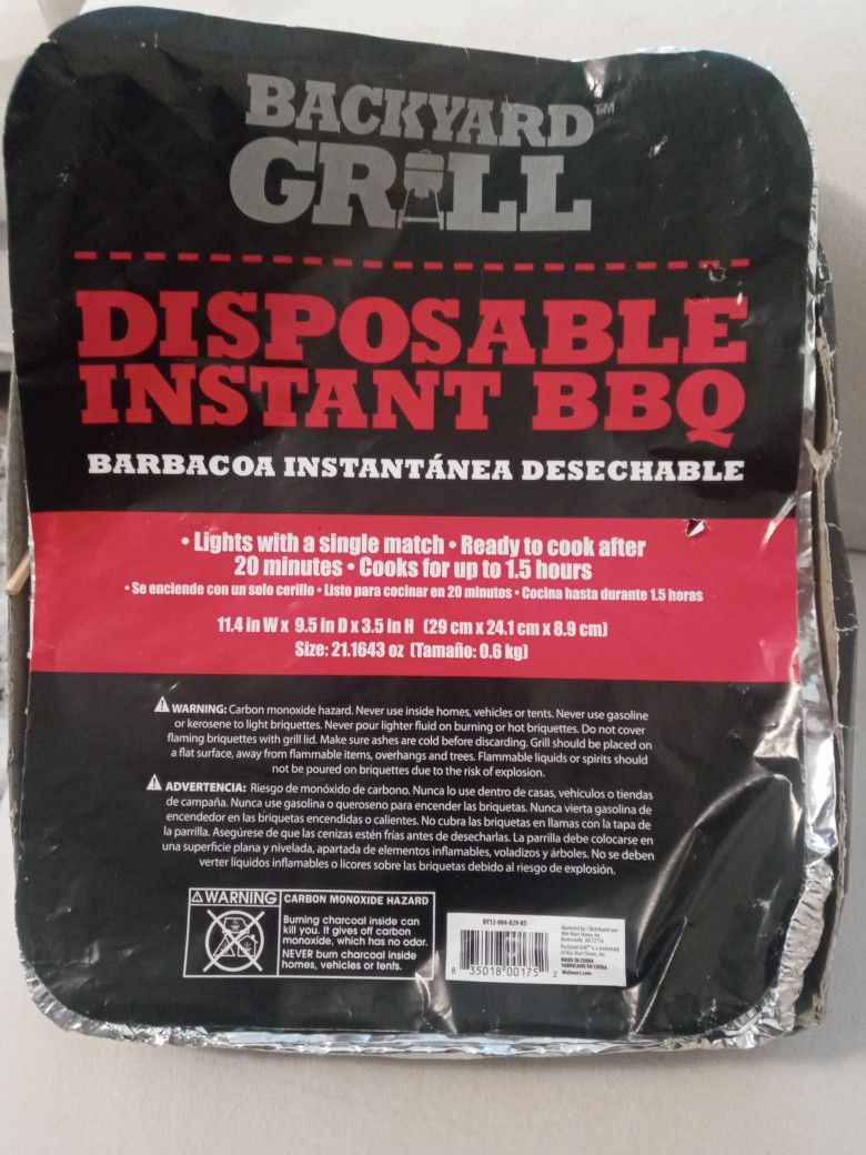 Backyard Grill 14” Portable Foldable Charcoal & 3 Instant Disposable BBQ inserts