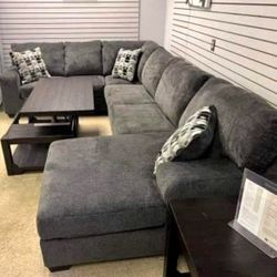 ❗Ashley Smoke & Platinum Oversized Sectional Couch 