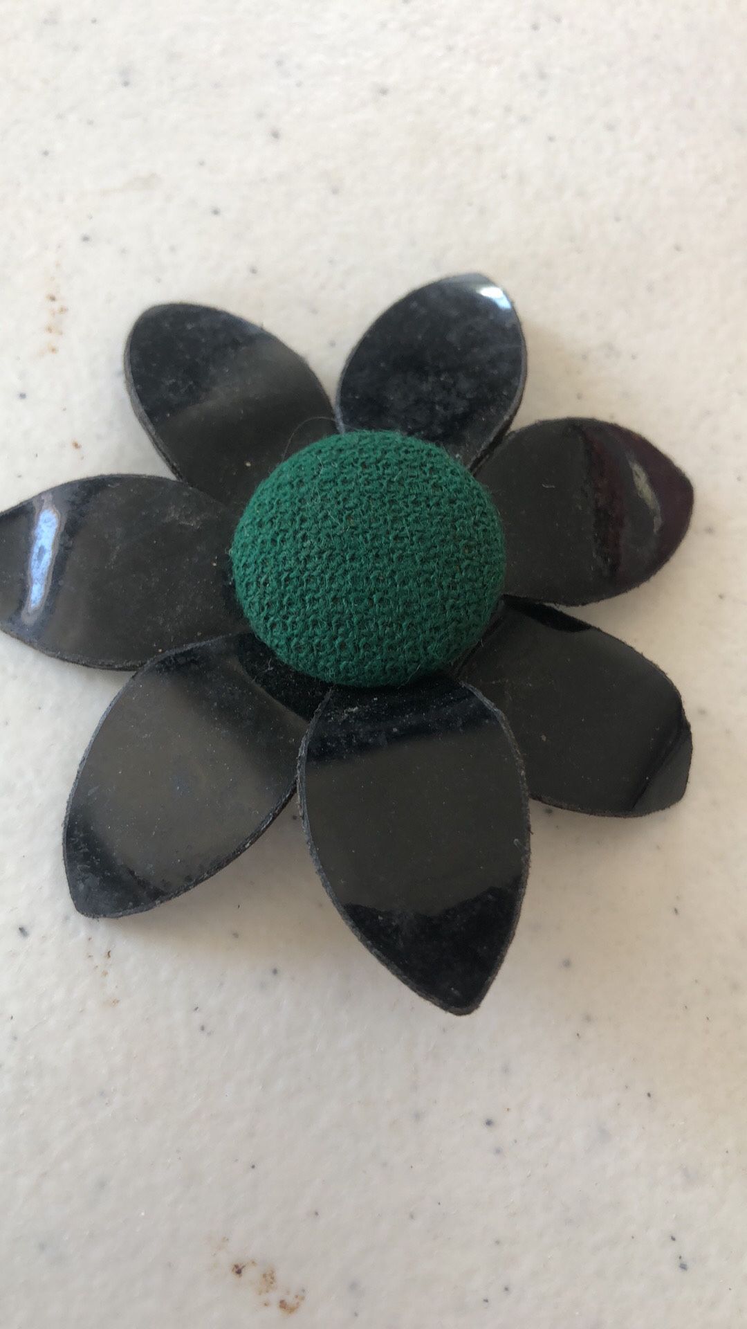 Vintage Brooch Patented Leather