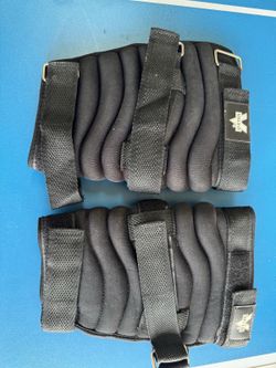Ankle weights aprox 5 lbs each. With carry bag in good condition