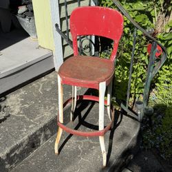 Vintage Red Metal Stool/ Chair