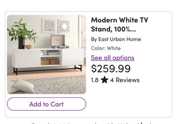 East Urban Home Modern White TV Stand (Brand New In Box)