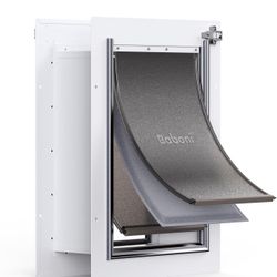 Baboni 3-Flap Pet Door for Wall,Steel Frame and Telescoping Tunnel - Size Medium