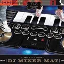 Giant Electronic DJ Mixer Mat with Piano Keyboard & Turntable Scratch Pads, Includes Built-in Soundtracks & Vocal & Percussion Sound Effects for Compo