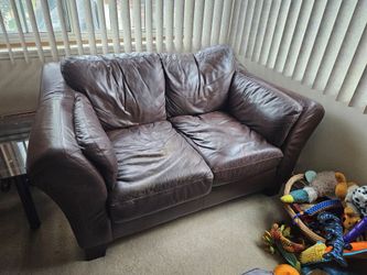 Free Brown Leather Loveseat/Couch