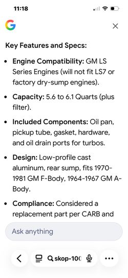 Skop-100 LS swap oil pans for F&A body cars