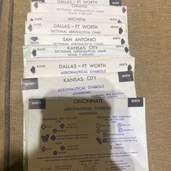 Vintage 60s And 70s sectional aeronautical charts lot of nine