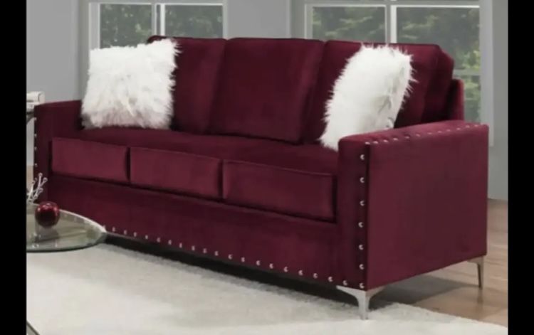 Emma mason plum velvet couch and loveseat with pillows 