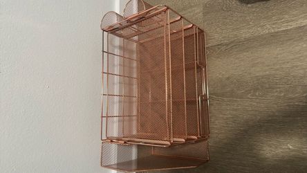 Rose Gold Metal Mesh Desk Organizer