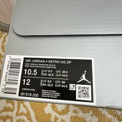 Nike Air Jordan 4 Retro UNDEFEATED OG SP UNDFTD size 10.5 Men’s IV mens 