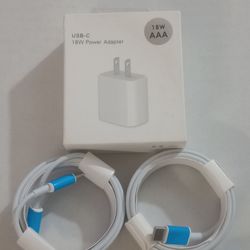 Power Adapter USB-C 18W With Type C Cables Rapid Phone Charger Lot
