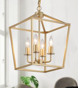 New! Brass Gold 4 Light Chandelier