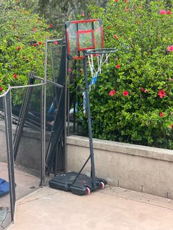 Basketball court - this isn’t large/full size. This is a smaller 6’ hoop.