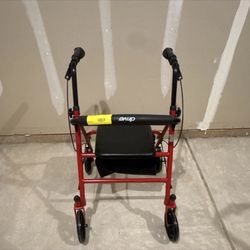 Drive Red Rollator Walker with Seat, Storage, Handbrakes & Adjustable Handles