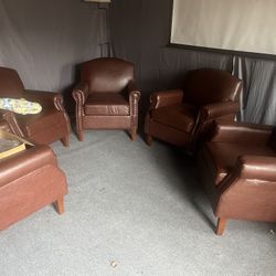 Brown Faux Leather Chairs 