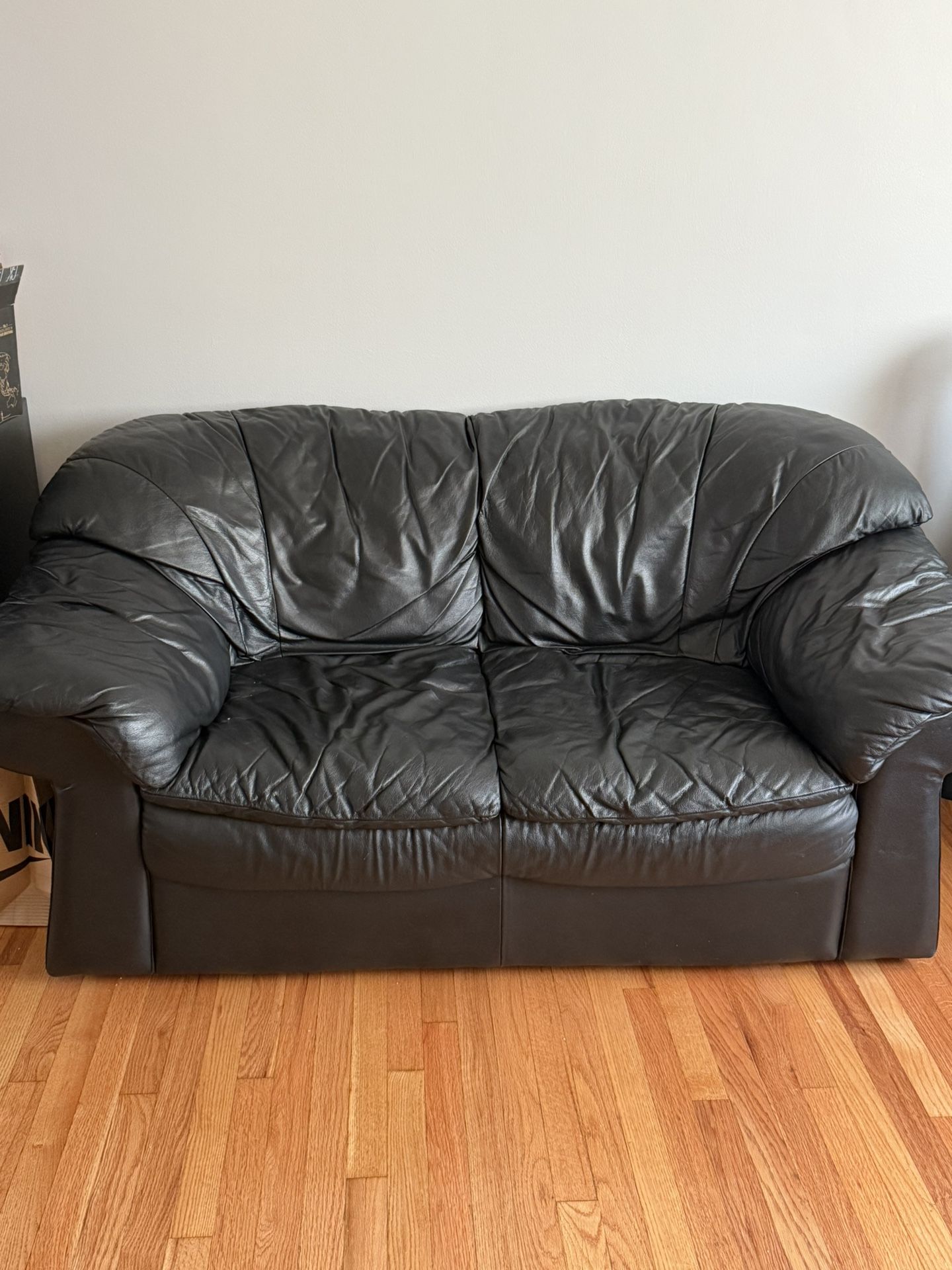 Black leather sofa, sale only for pickup