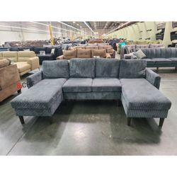 corduroy double chaise sectional sofa U Shaped  // Limited Time Offer 