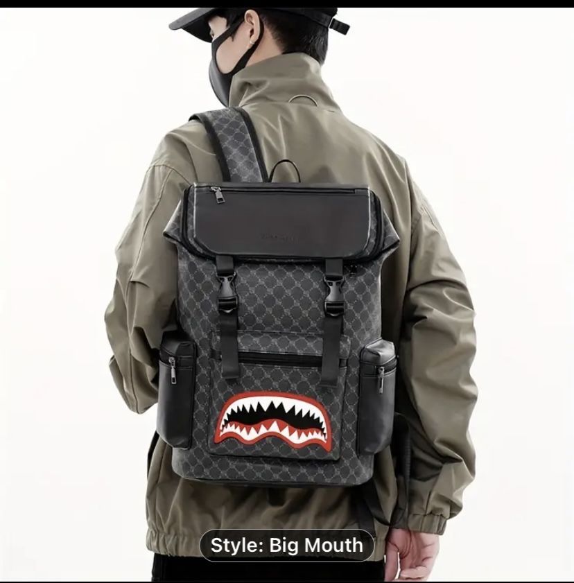 Men And Women Trendy Big Mouth Eyes Backpack, Perfect For Outdoors, Travel, & Back To School