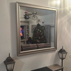 Silver Framed Mirror.