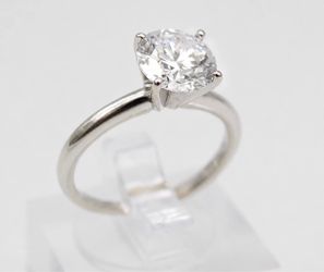 14K White Gold 1.50 CT Lab Grown Diamond Solitaire Engagement Ring Size 6.5