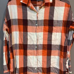 Old Navy Ladies Plaid Boyfriend Shirt Long Sleeve - Size Medium 