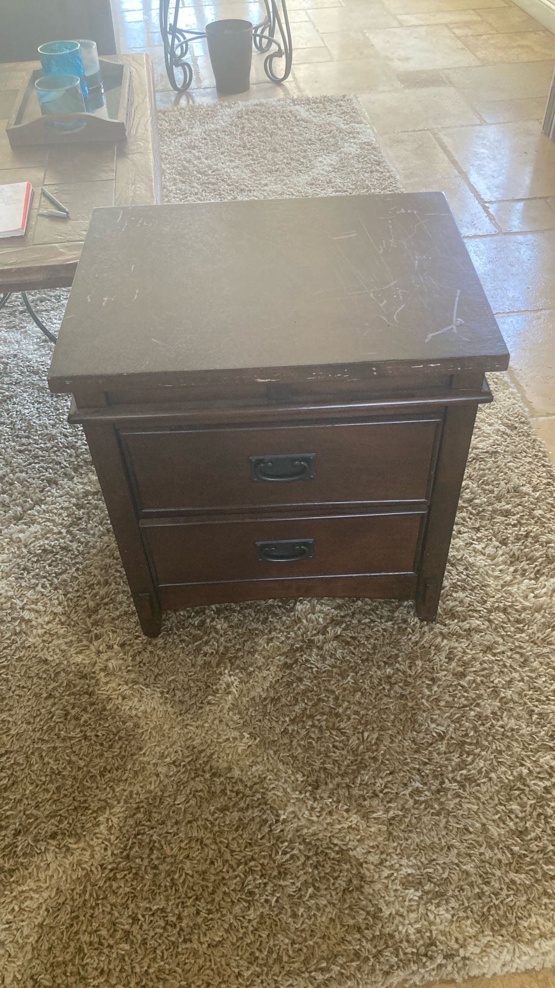 2 Drawer Wooden Nightstand