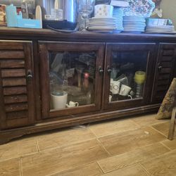 wood entertainment console or media cabinet