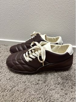 Lamb skin soccer footscape trainers sneakers brown 9.5