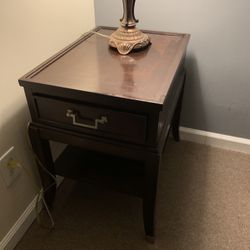 Wood End Table With Drawer