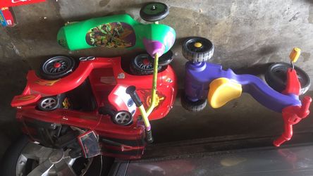Bike, motorized scooter and car, remote control car