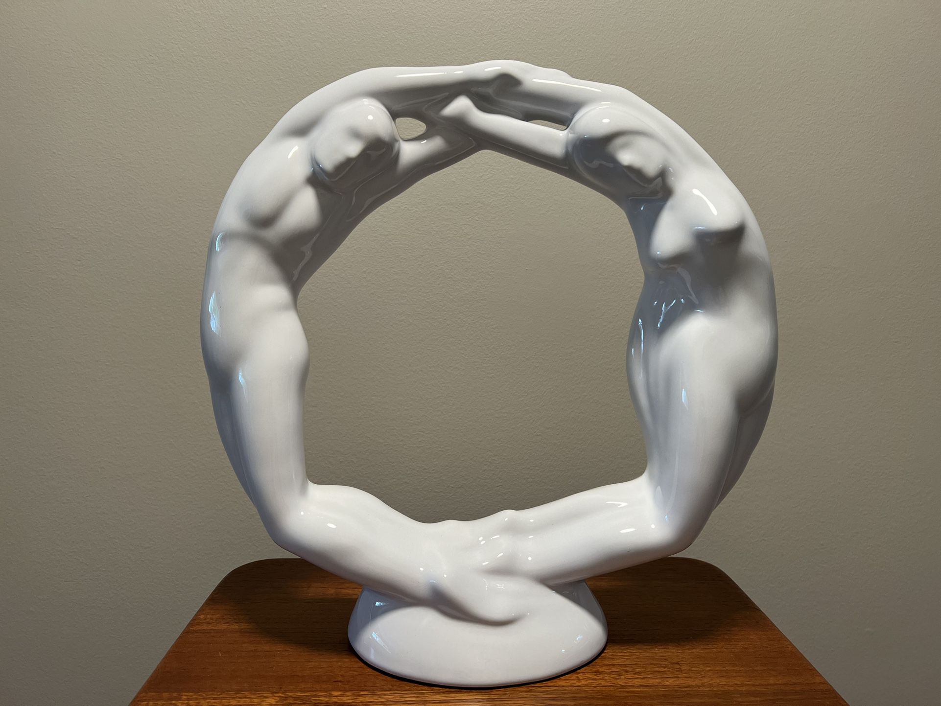 VINTAGE HAEGER POTTERY ETERNITY ART DECO STATUE White Nude “Circle of Love”  Exquisite.  