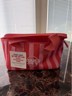 Trader Joe’s limited edition red/pink striped mini insulated bag NWT